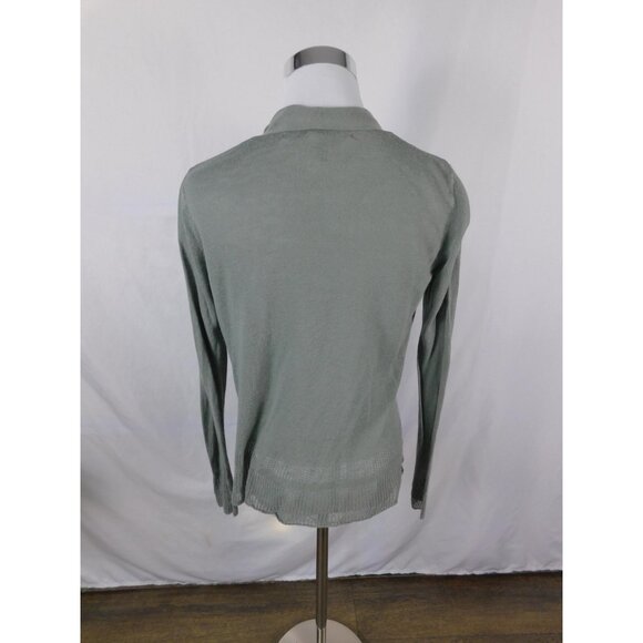 Max Studio Sweater Womens Medium Sage Green Open Front Cardigan Linen Blend - Picture 7 of 11